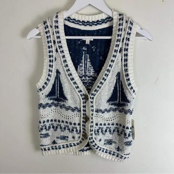 NWT Pilcro Sweater Vest Sailboats - Picture 2 of 9